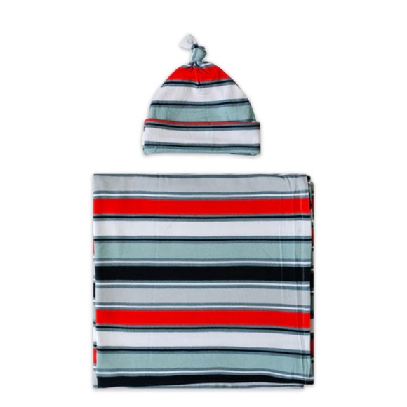 NIB LS Winter Stripes Swaddle Set - Picture 2 of 3